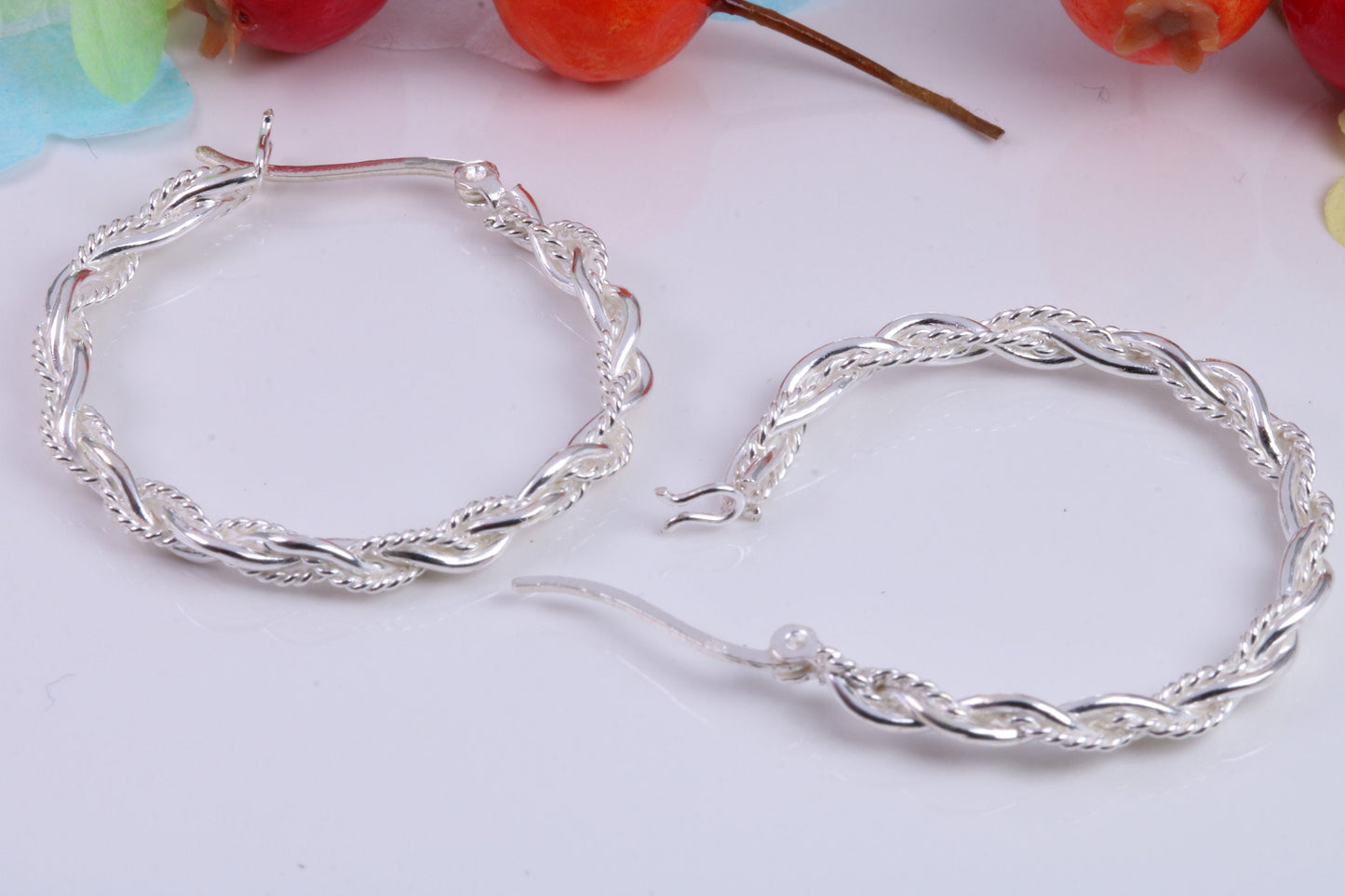 Large 35 mm Round Creole Hoop Earrings Made from 925 Grade Sterling Silver