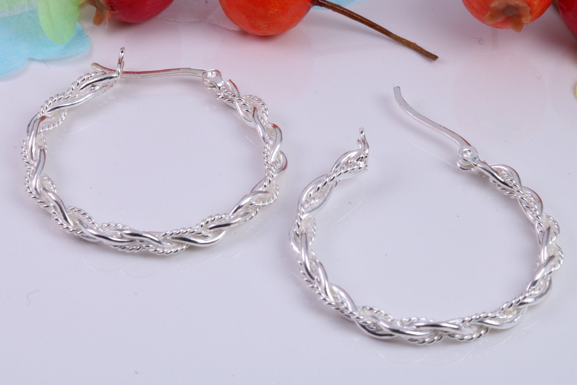 Large 35 mm Round Creole Hoop Earrings Made from 925 Grade Sterling Silver