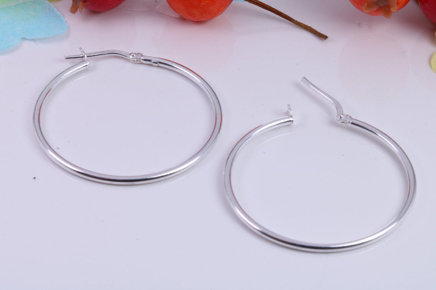 Large 35 mm Round Creole Hoop Earrings Made from 925 Grade Sterling Silver