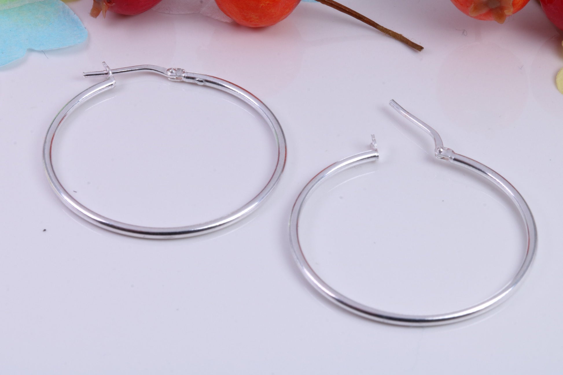 Large 35 mm Round Creole Hoop Earrings Made from 925 Grade Sterling Silver