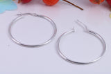 Large 35 mm Round Creole Hoop Earrings Made from 925 Grade Sterling Silver