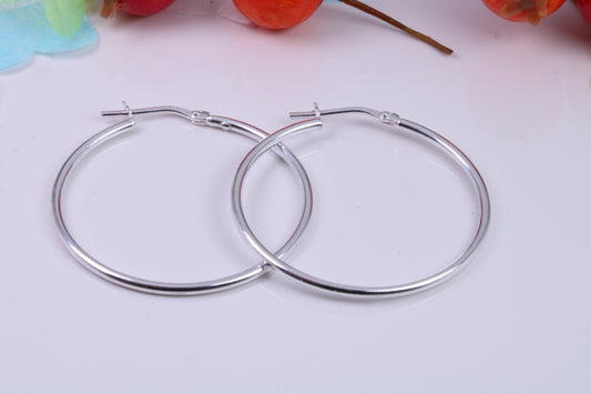 Large 35 mm Round Creole Hoop Earrings Made from 925 Grade Sterling Silver