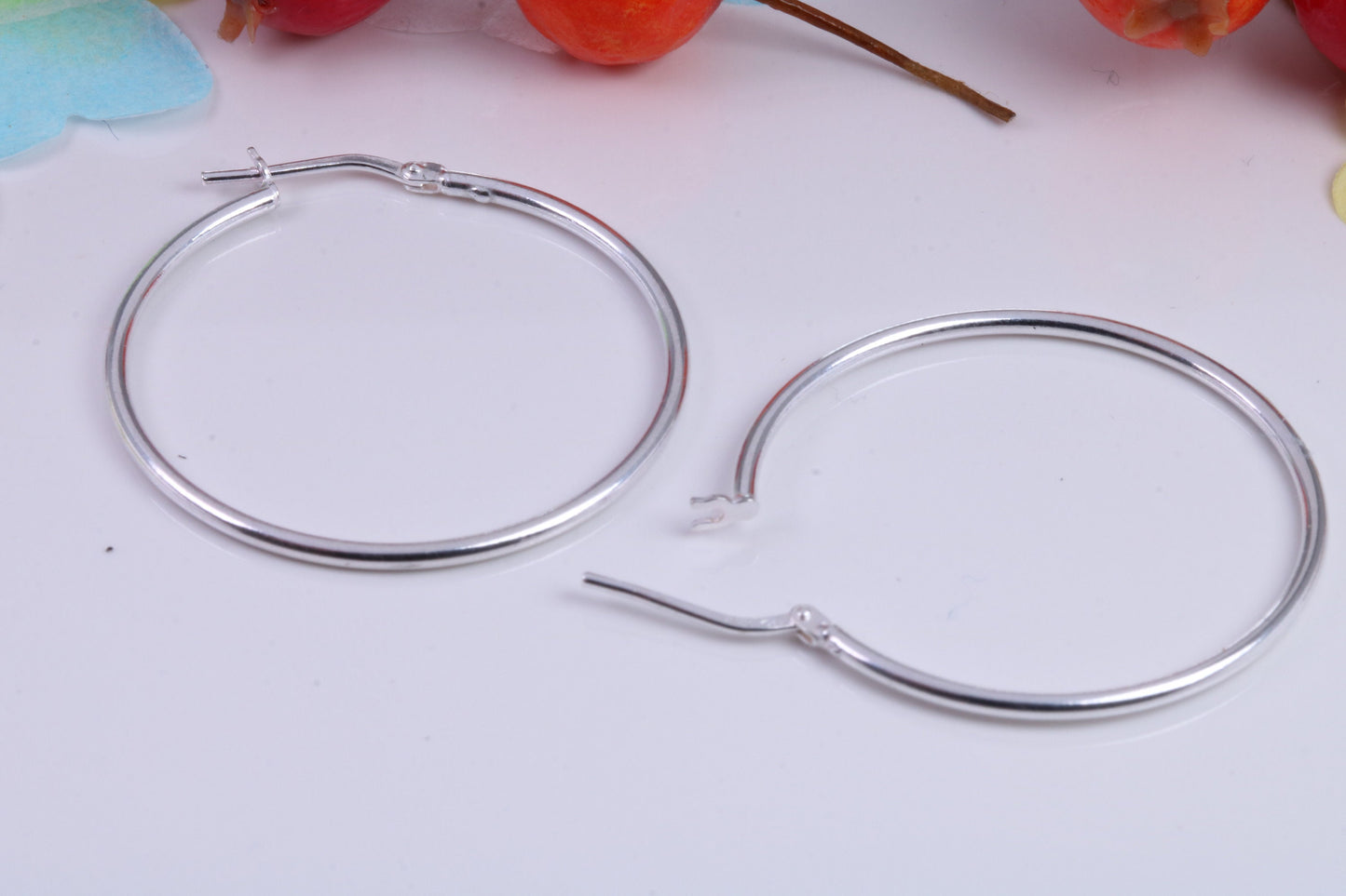 Large 35 mm Round Creole Hoop Earrings Made from 925 Grade Sterling Silver