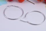 Large 35 mm Round Creole Hoop Earrings Made from 925 Grade Sterling Silver