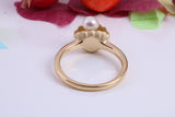 Pearl in Shell Ring, Made from solid Silver, Matt Finished with 18ct Yellow Gold Plating