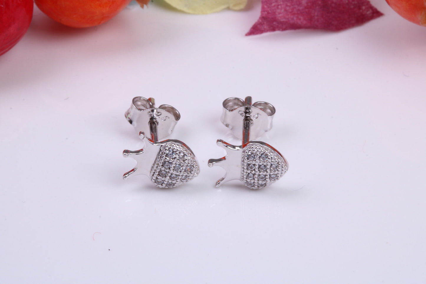 Crown Stud Cubic Zirconia set Earrings, Very Dressy, Made from Solid 925 Grade Sterling Silver