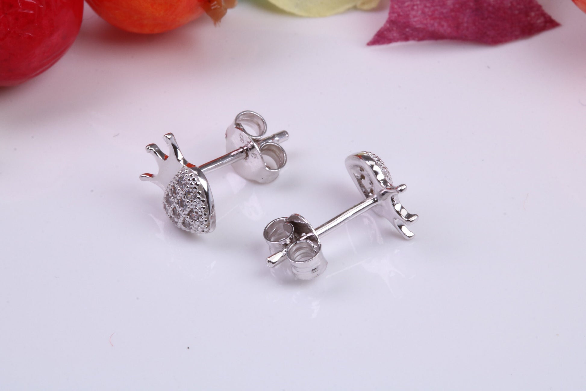 Crown Stud Cubic Zirconia set Earrings, Very Dressy, Made from Solid 925 Grade Sterling Silver