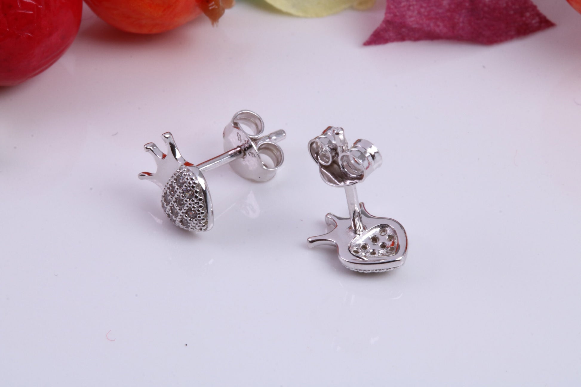 Crown Stud Cubic Zirconia set Earrings, Very Dressy, Made from Solid 925 Grade Sterling Silver