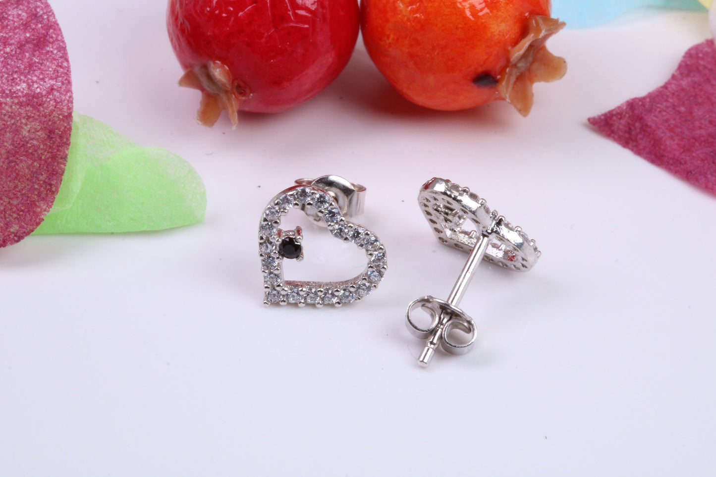 Love Heart Cubic Zirconia set Earrings, Very Dressy, Made from Solid 925 Grade Sterling Silver