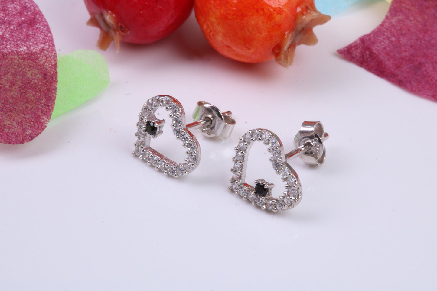 Love Heart Cubic Zirconia set Earrings, Very Dressy, Made from Solid 925 Grade Sterling Silver