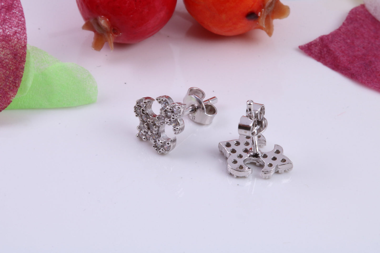 Anchor Cubic Zirconia set Stud Earrings, Very Dressy, Made from Solid 925 Grade Sterling Silver