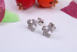 Anchor Cubic Zirconia set Stud Earrings, Very Dressy, Made from Solid 925 Grade Sterling Silver