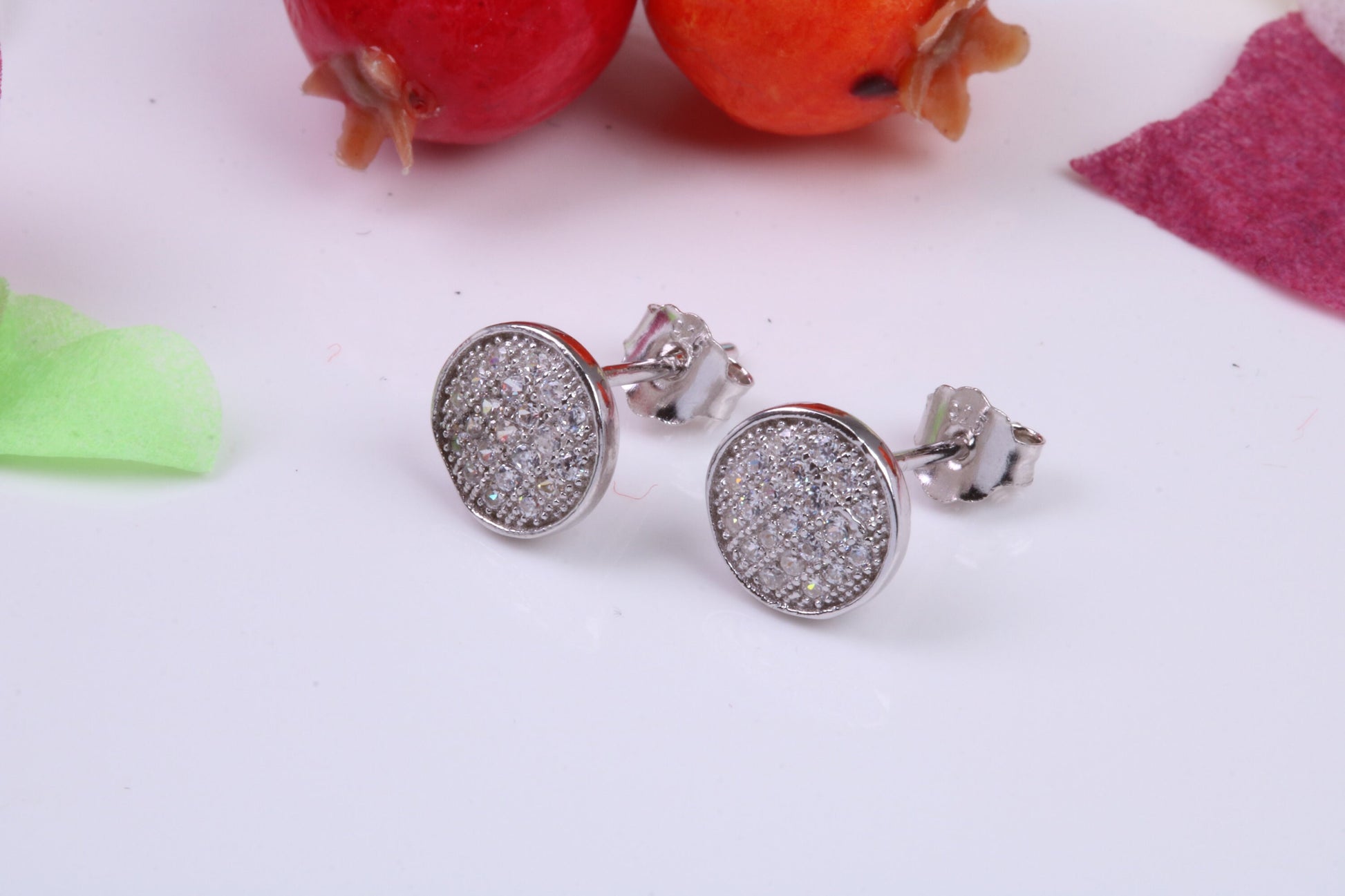 8 mm Round Cubic Zirconia set Earrings, Very Dressy, Made from Solid 925 Grade Sterling Silver