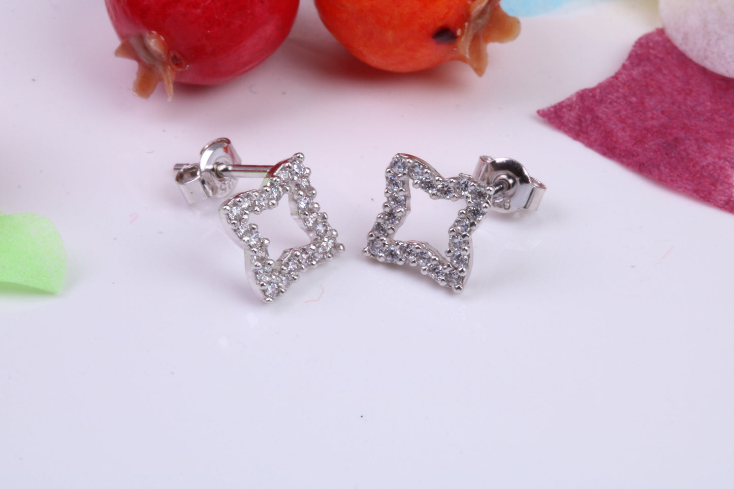 7 mm Square Stud Cubic Zirconia set Earrings, Very Dressy, Made from Solid 925 Grade Sterling Silver