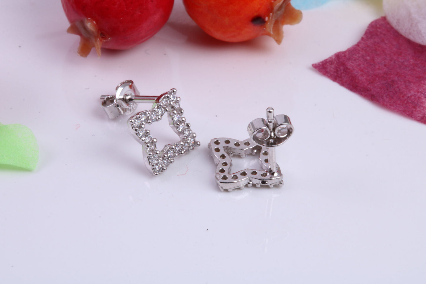 7 mm Square Stud Cubic Zirconia set Earrings, Very Dressy, Made from Solid 925 Grade Sterling Silver