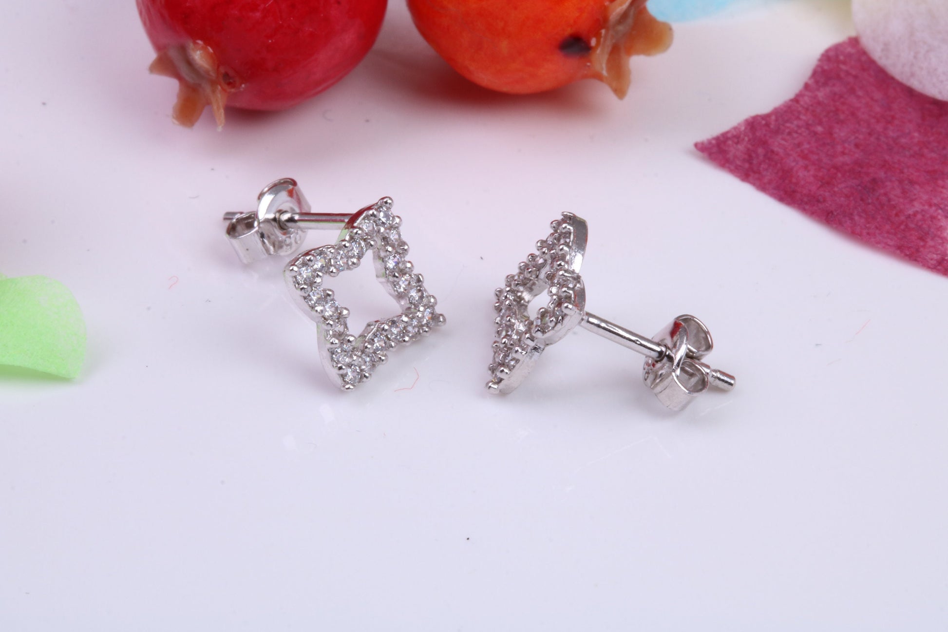 7 mm Square Stud Cubic Zirconia set Earrings, Very Dressy, Made from Solid 925 Grade Sterling Silver