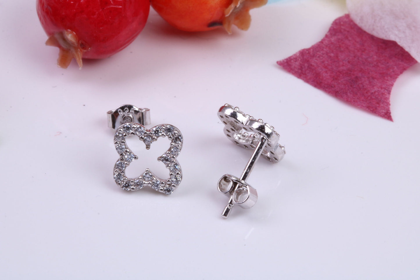 8 mm Square Stud Cubic Zirconia set Earrings, Very Dressy, Made from Solid 925 Grade Sterling Silver