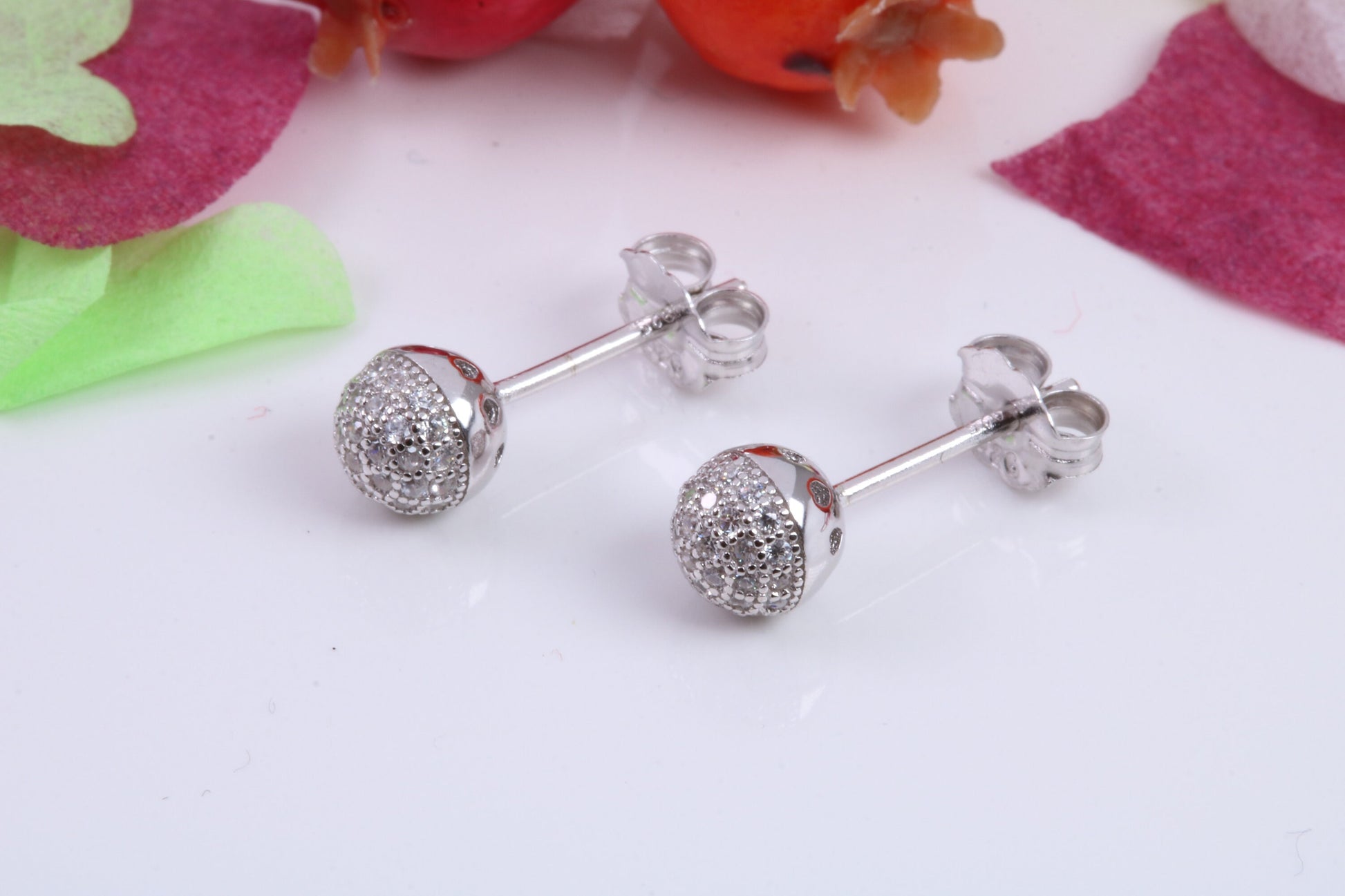 6 mm Round Cubic Zirconia set Stud Earrings, Very Dressy, Made from Solid 925 Grade Sterling Silver