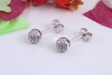 6 mm Round Cubic Zirconia set Stud Earrings, Very Dressy, Made from Solid 925 Grade Sterling Silver