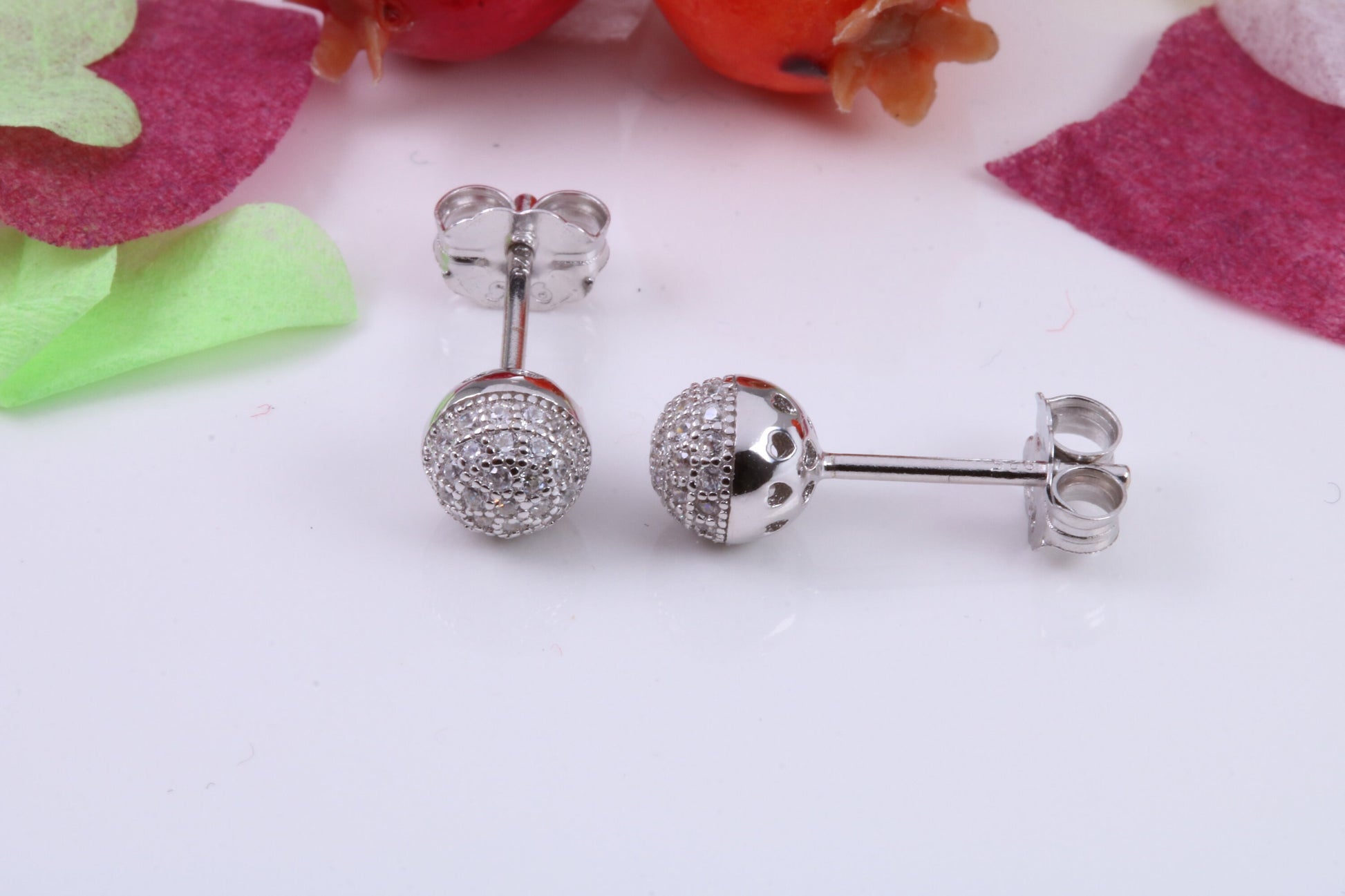 6 mm Round Cubic Zirconia set Stud Earrings, Very Dressy, Made from Solid 925 Grade Sterling Silver