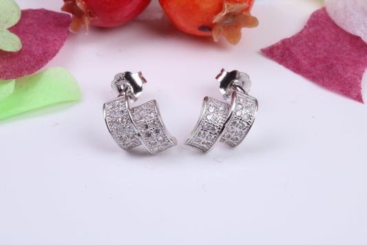 Cubic Zirconia set Stud Earrings, Very Dressy, Made from Solid 925 Grade Sterling Silver