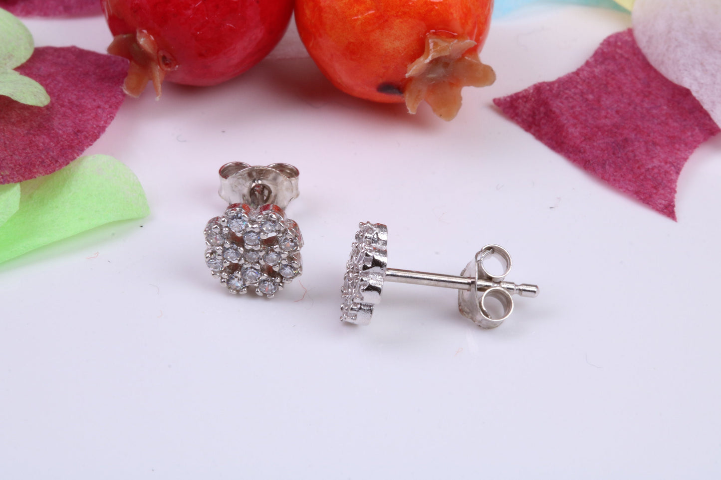 7 mm Round Stud Cubic Zirconia set Earrings, Very Dressy, Made from Solid 925 Grade Sterling Silver