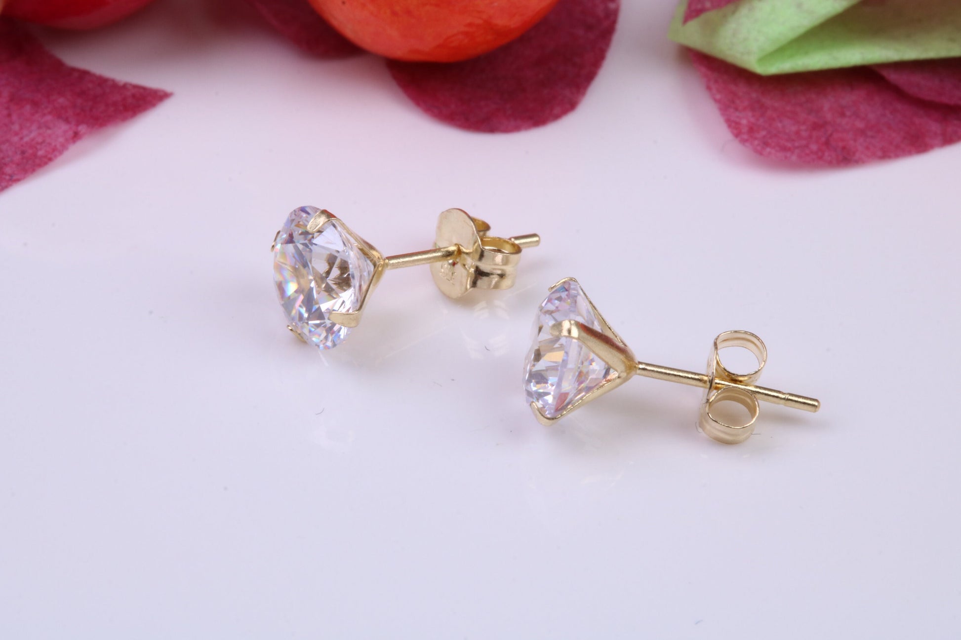 6 mm Round Cubic Zirconia set Stud Earrings, Made from Solid 9ct Yellow Gold