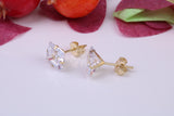 6 mm Square Cubic Zirconia set Stud Earrings, Made from Solid 9ct Yellow Gold