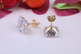 8 mm Square Cubic Zirconia set Single Stud Earring, Made from Solid 9ct Yellow Gold