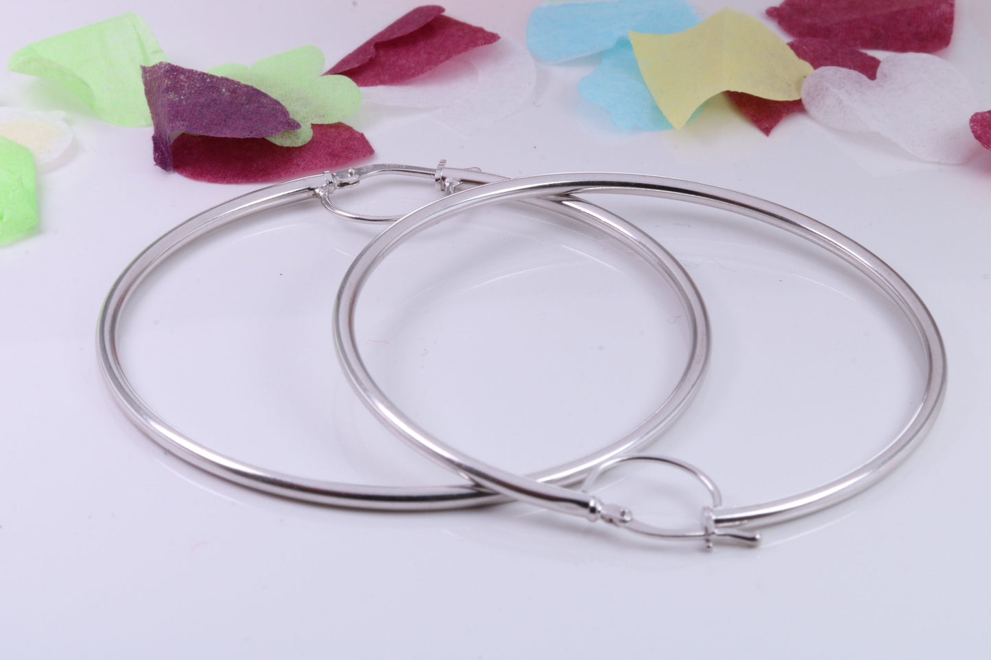 Very Very Large 55 mm Round Sleeper Hoop Earrings Made from 925 Grade Sterling Silver