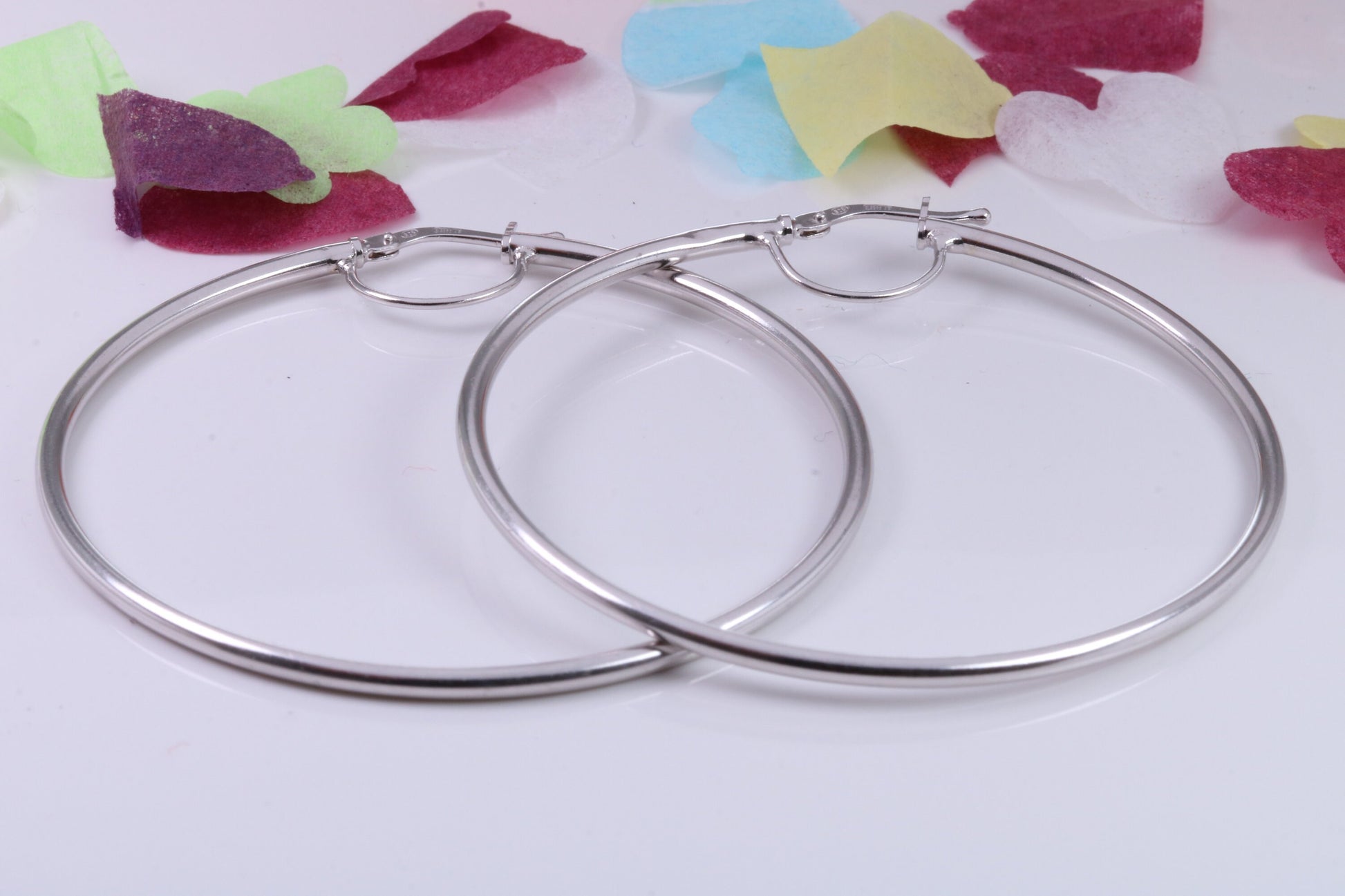 Very Very Large 55 mm Round Sleeper Hoop Earrings Made from 925 Grade Sterling Silver