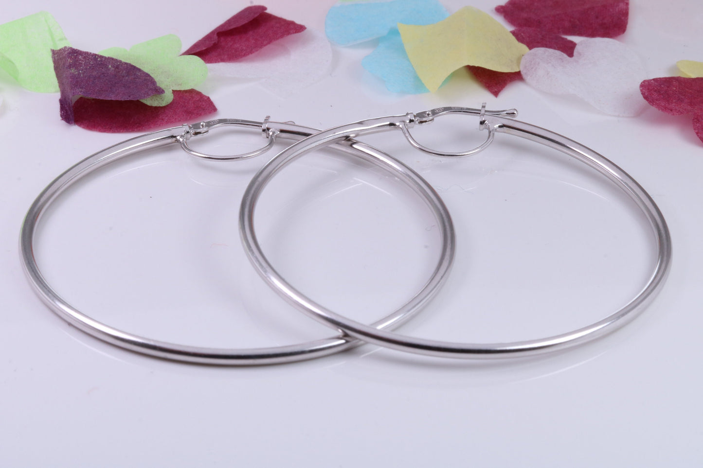 Very Large 42 mm Round Sleeper Hoop Earrings Made from 925 Grade Sterling Silver