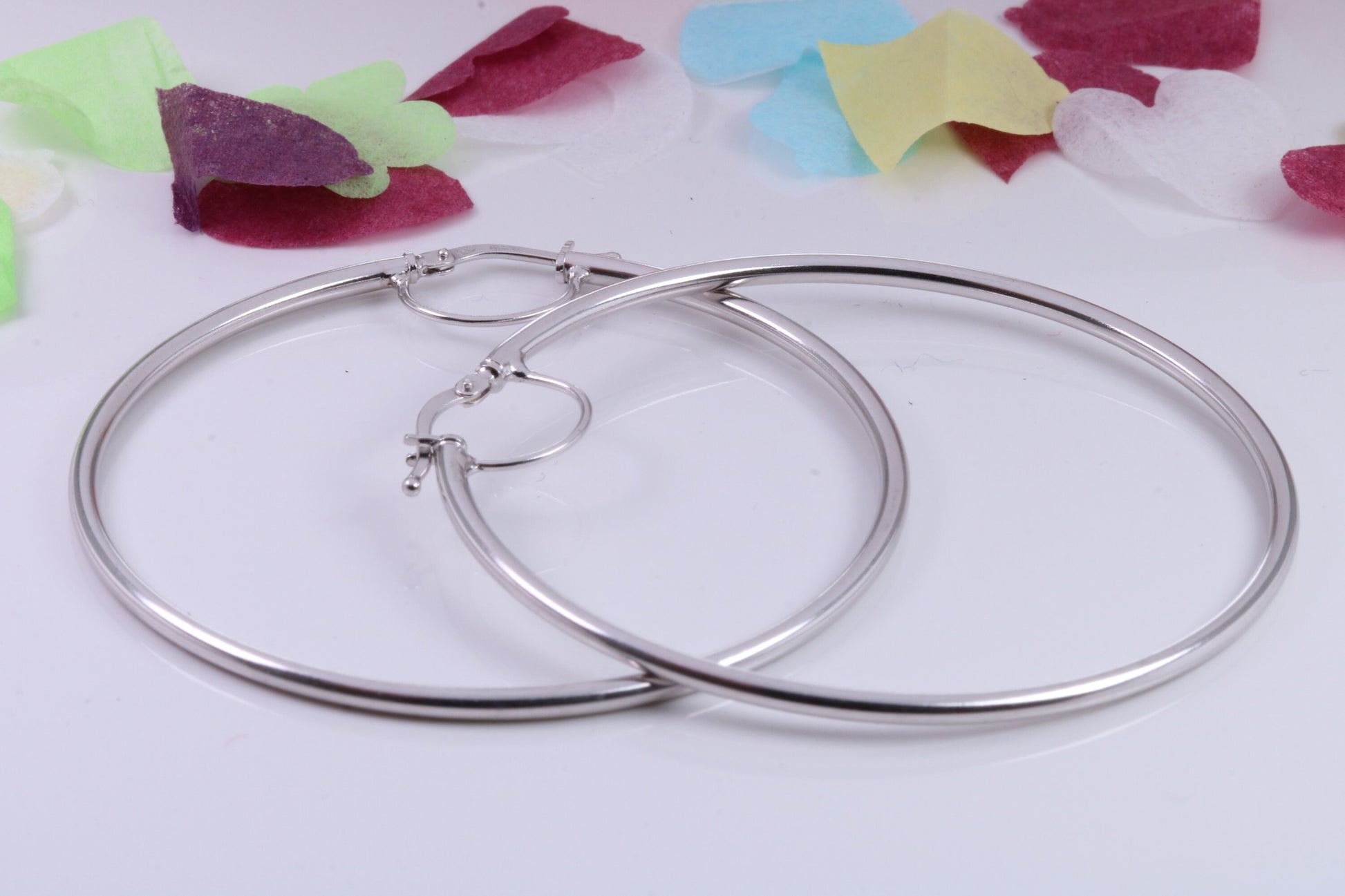 Very Very Large 55 mm Round Sleeper Hoop Earrings Made from 925 Grade Sterling Silver