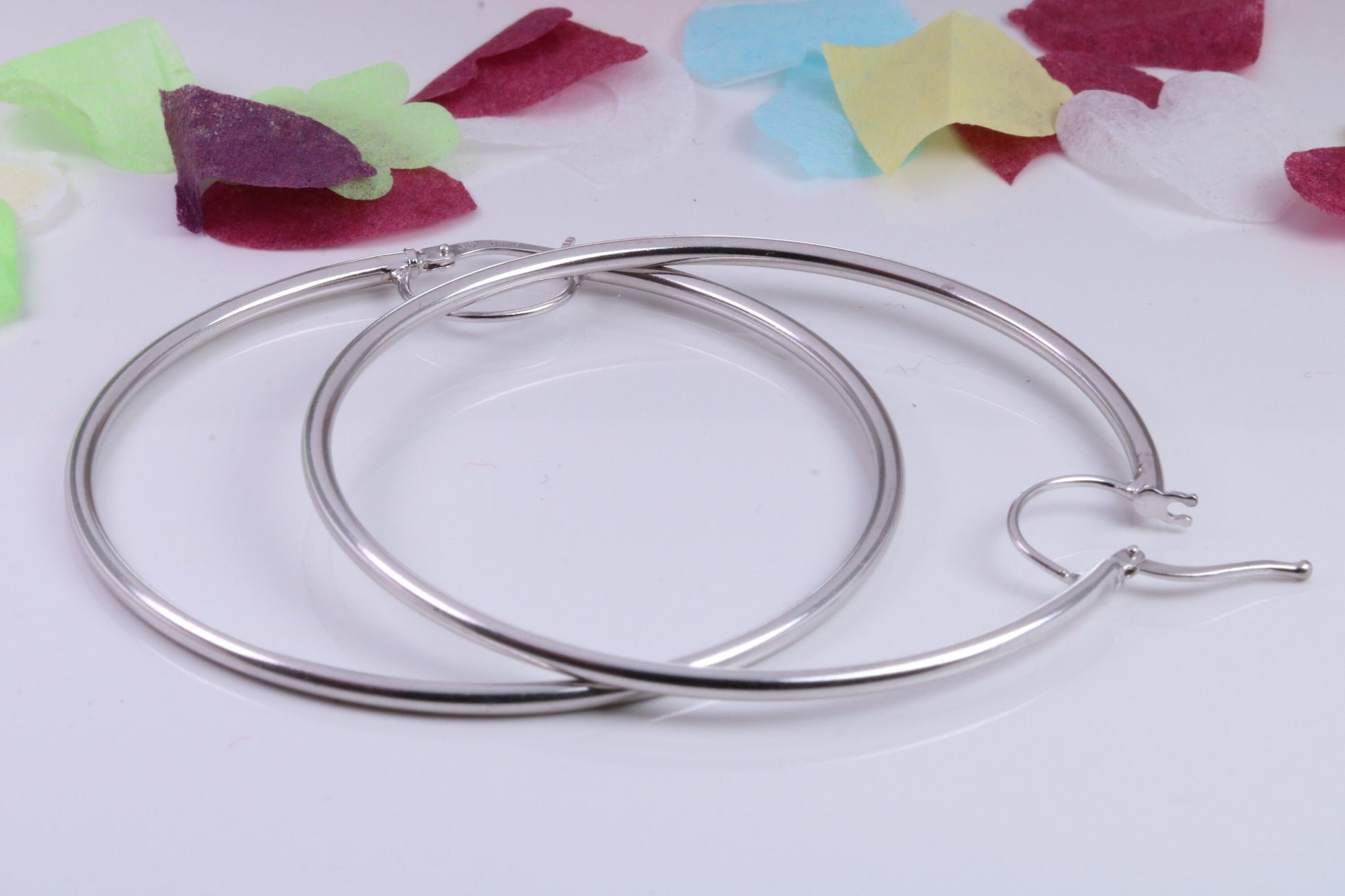 Very Very Large 55 mm Round Sleeper Hoop Earrings Made from 925 Grade Sterling Silver