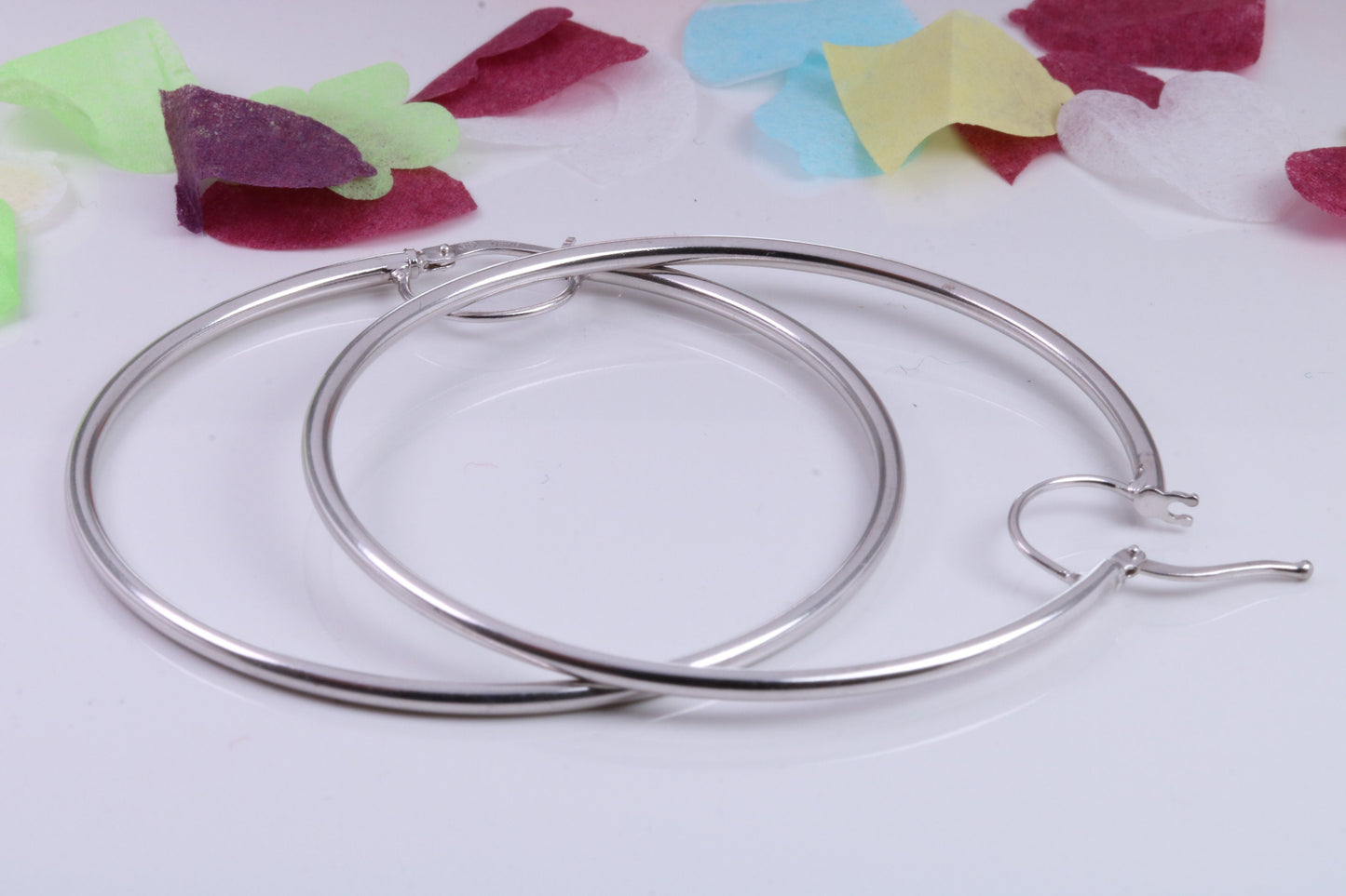 Very Large 42 mm Round Sleeper Hoop Earrings Made from 925 Grade Sterling Silver