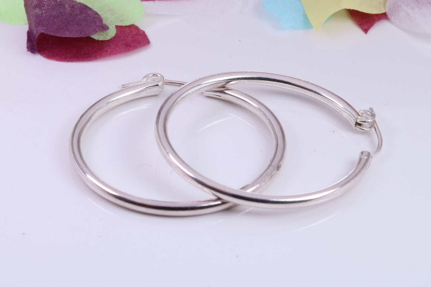 Large 35 mm Round Sleeper Hoop Earrings Made from 925 Grade Sterling Silver