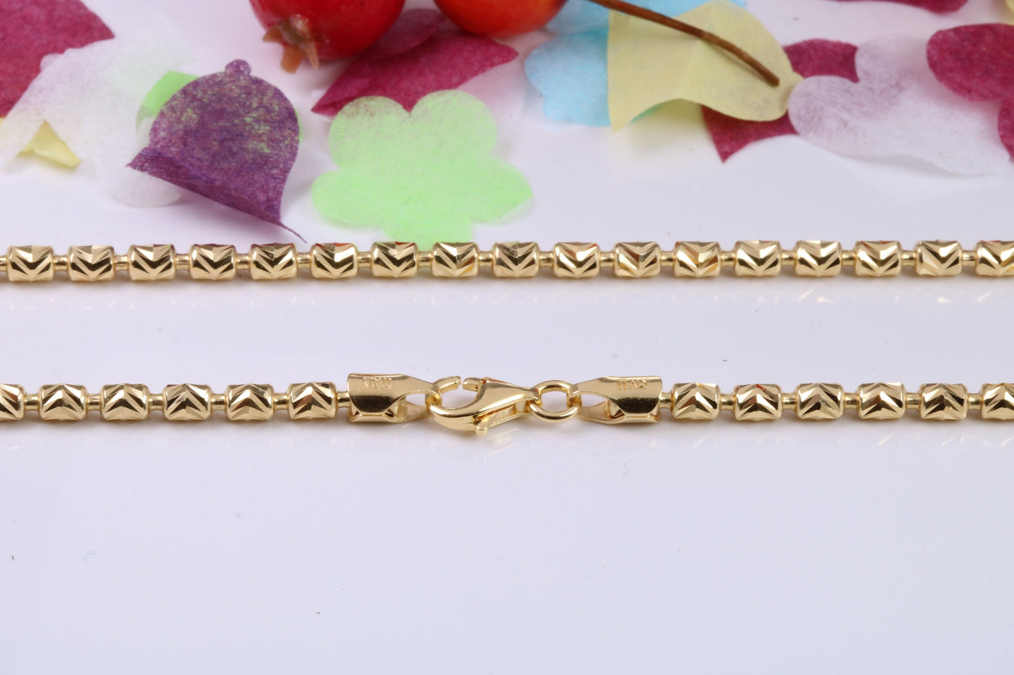 18 Inch Long Necklace, made from solid Sterling Silver and Further 18ct Yellow Gold Plated