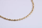 20 Inch Long Necklace, made from solid Sterling Silver and Further 18ct Yellow Gold Plated
