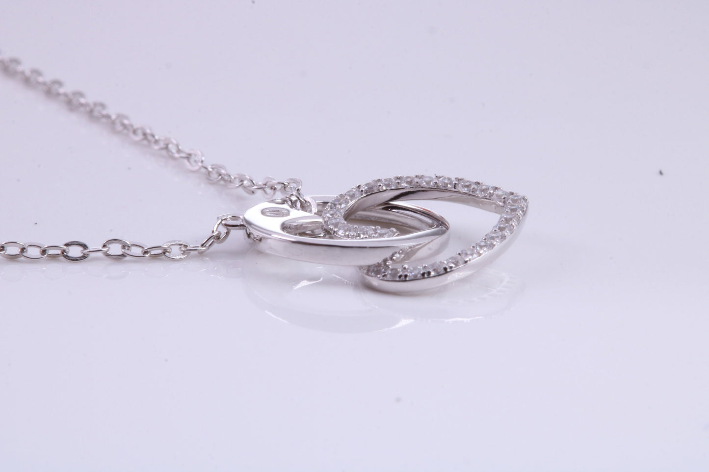 Love Heart Cubic Zirconia set Necklace, made from solid Sterling Silver