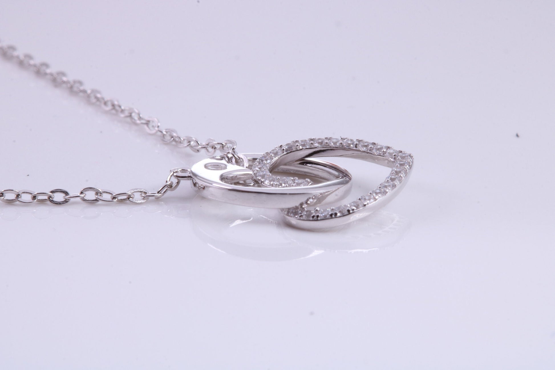 Love Heart Cubic Zirconia set Necklace, made from solid Sterling Silver