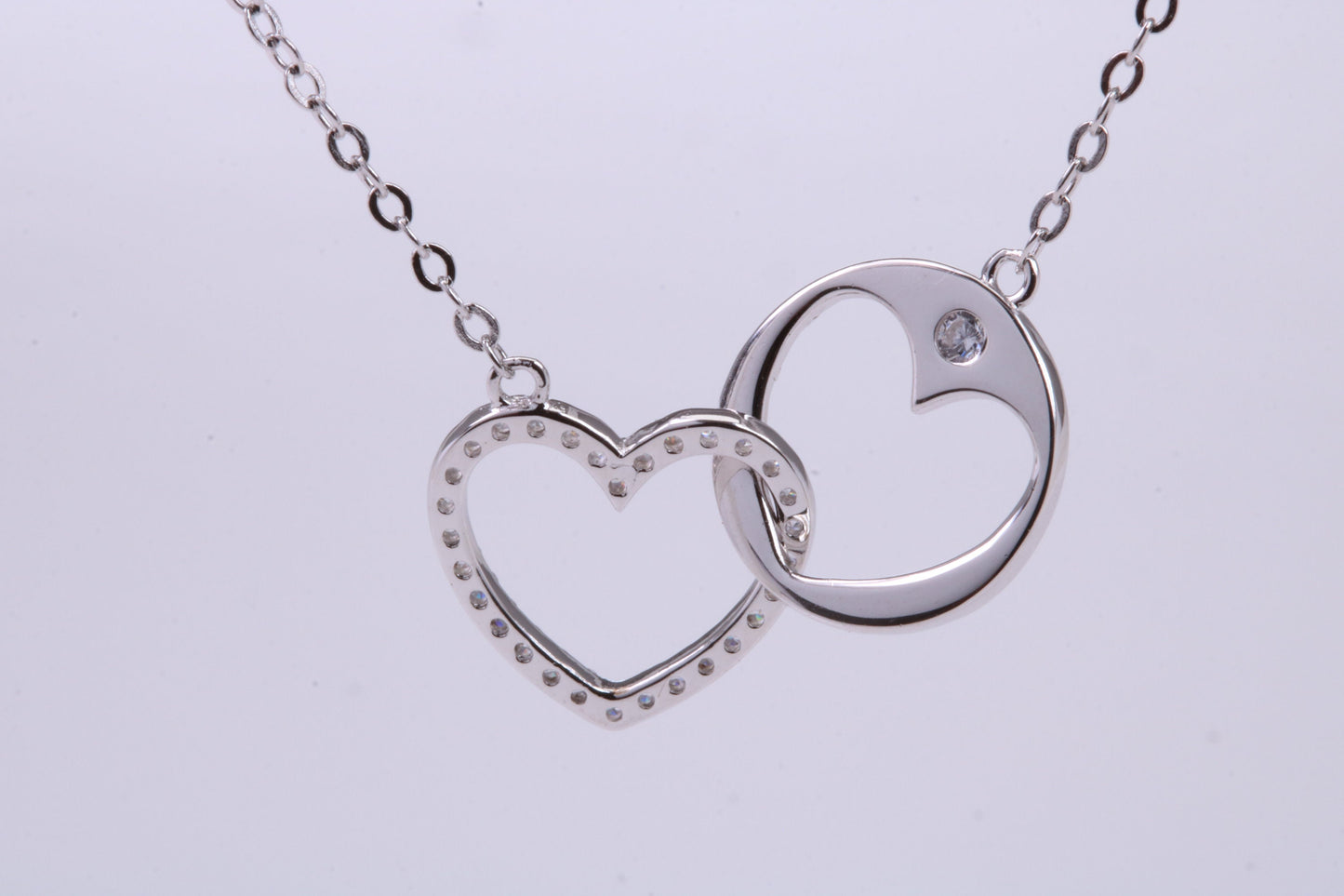Love Heart Cubic Zirconia set Necklace, made from solid Sterling Silver