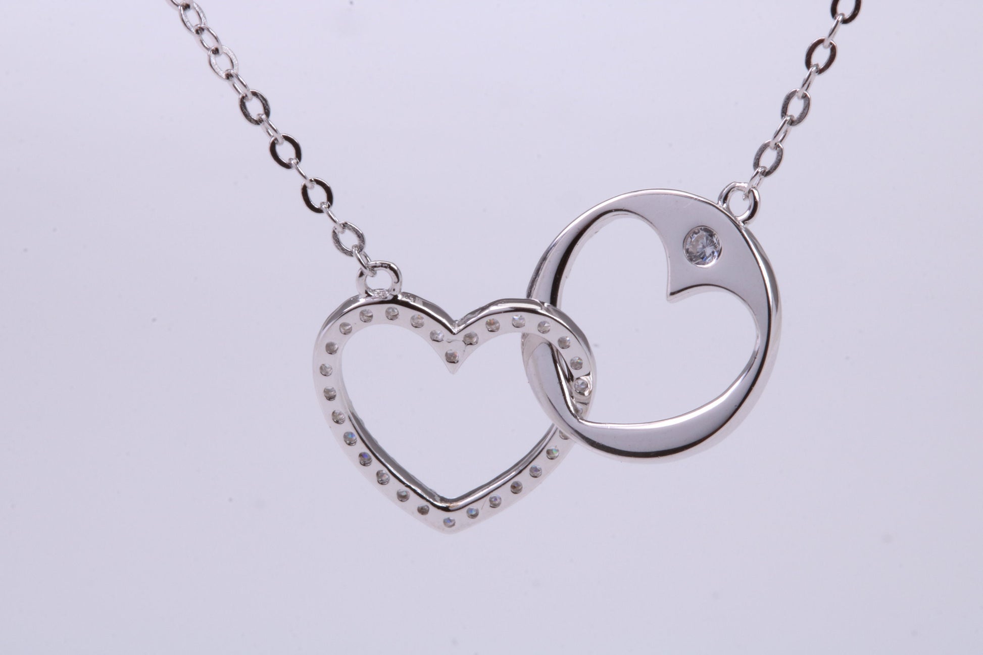 Love Heart Cubic Zirconia set Necklace, made from solid Sterling Silver