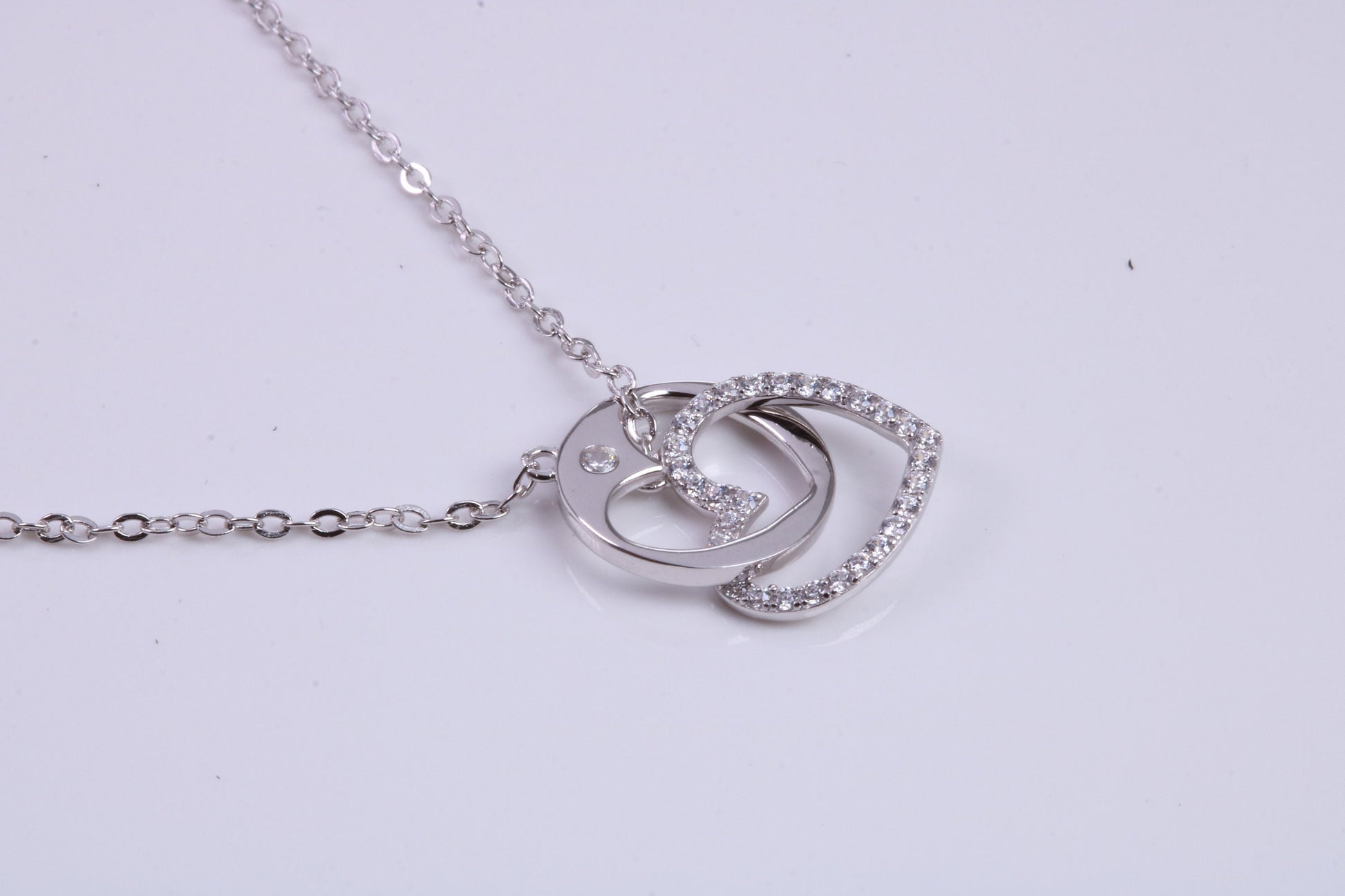 Love Heart Cubic Zirconia set Necklace, made from solid Sterling Silver