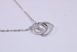 Love Heart Cubic Zirconia set Necklace, made from solid Sterling Silver