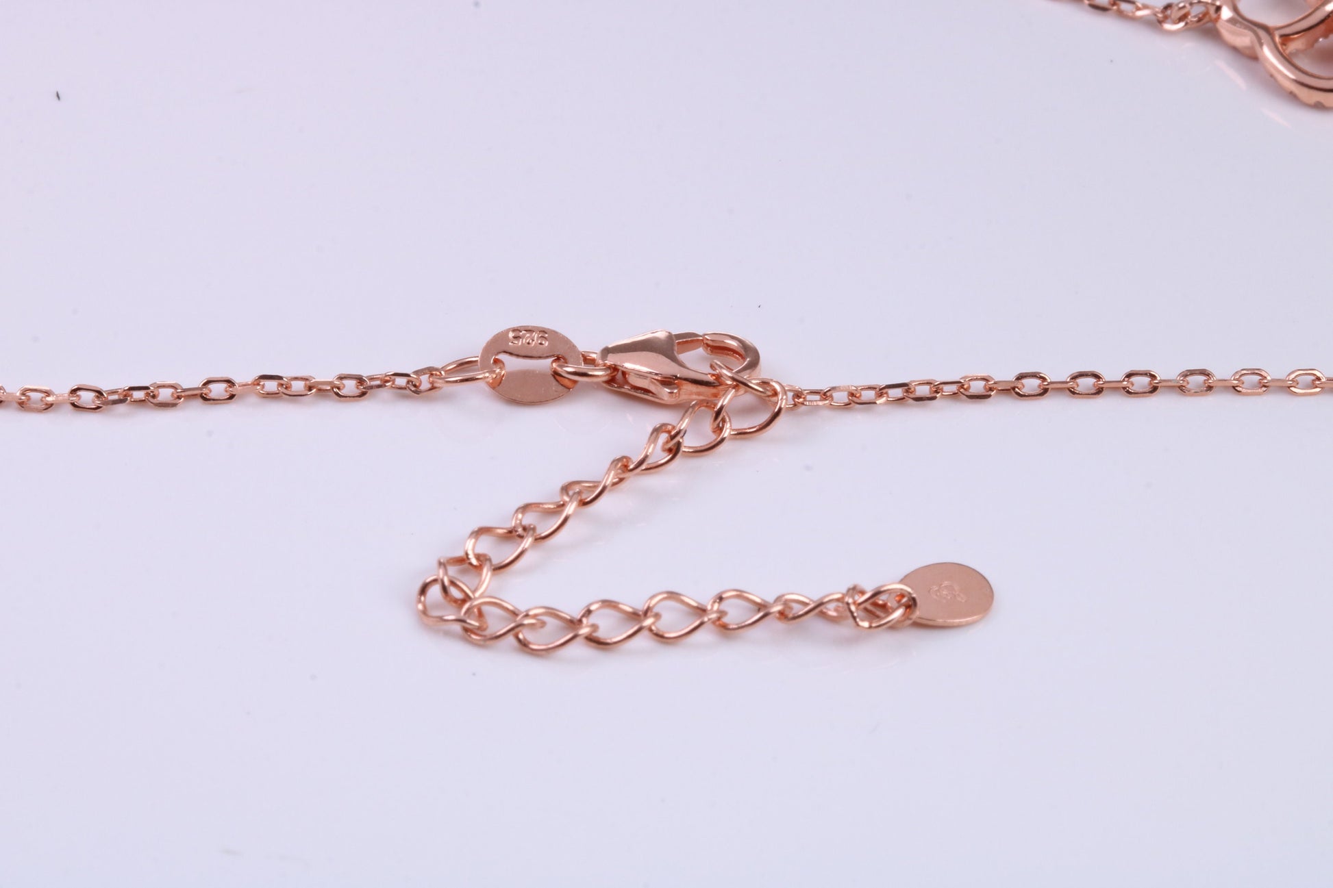 Flower Cubic Zirconia set Necklace, made from solid Sterling Silver, Length Adjustable Chain, 18ct Rose Gold Plated
