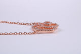 Flower Cubic Zirconia set Necklace, made from solid Sterling Silver, Length Adjustable Chain, 18ct Rose Gold Plated