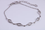 Cubic Zirconia set Bracelet, made from solid Sterling Silver, Length Adjustable