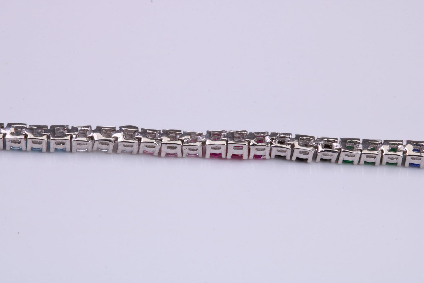 Multi Coloured Cubic Zirconia set Tennis Bracelet, made from solid Sterling Silver