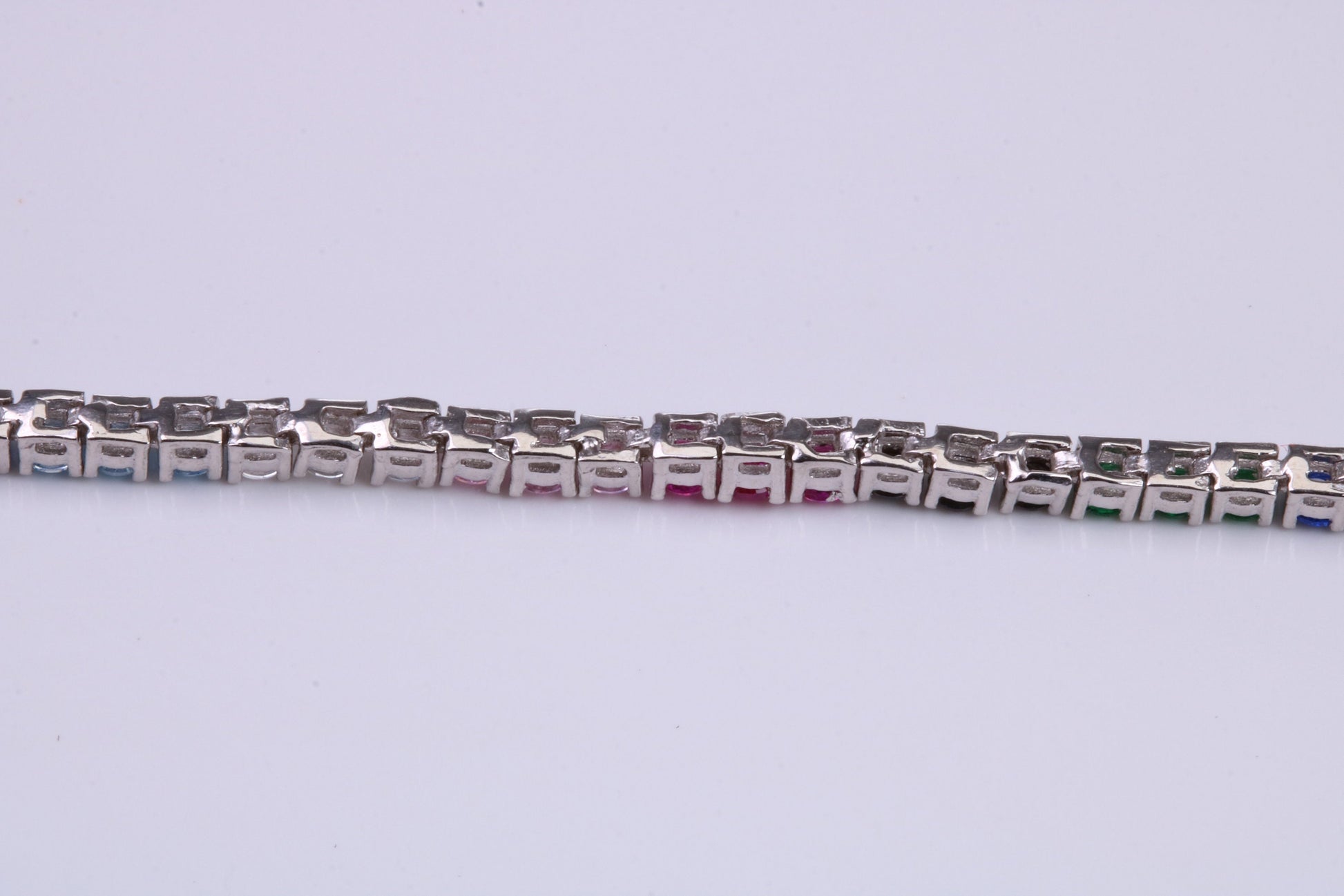 Multi Coloured Cubic Zirconia set Tennis Bracelet, made from solid Sterling Silver