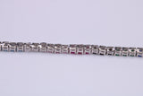 Multi Coloured Cubic Zirconia set Tennis Bracelet, made from solid Sterling Silver
